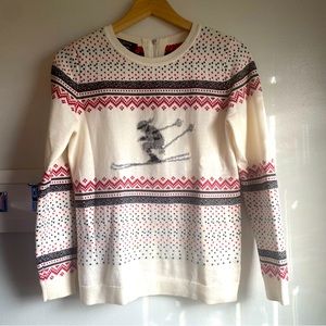 Talbots P Black White Fair Isle Skier Thermawarmth Sweater